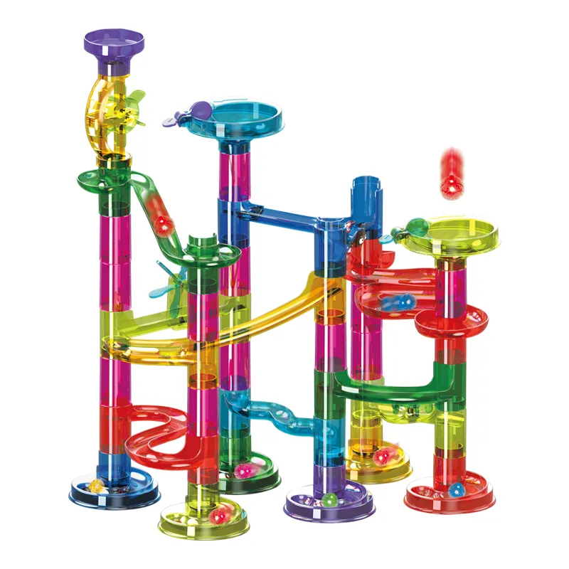 Flashing Slide Ball Track Transparent Big Building Block Marble Run Toy for Kids