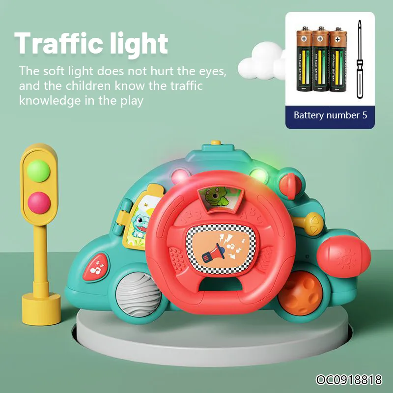 Children Interactive Plastic Education Electric Plastic Racing Adventure Steering Wheel Toys for Children