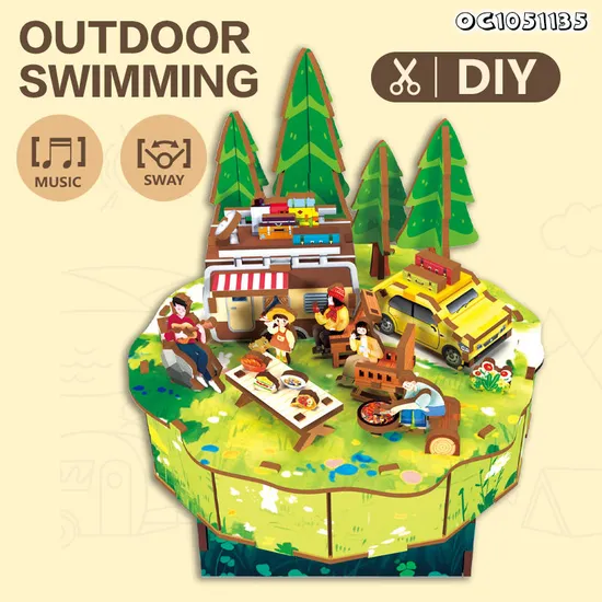 97PCS 3D Puzzle Maker DIY Jigsaw Puzzle Board Educational Personalized Kids Wooden Rotatable Song Music Box Toy Made in China
