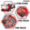 3 Pieces Fire Truck Toy Car Model Diecast Super Parking Lot Toys with Track Rail