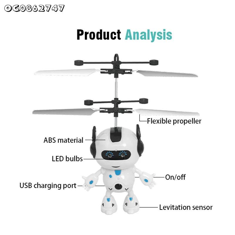 Children Aircraft Remote Control Hand Sensor Flying Toys RC Helicopter with Light