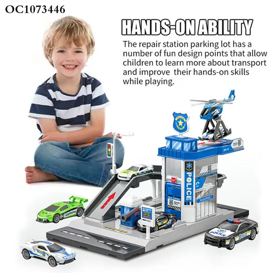 Kids Boys Gift Items Railway Racing Play Car Tracking Game Parking Lot Station Toys with Plane and Alloy Car