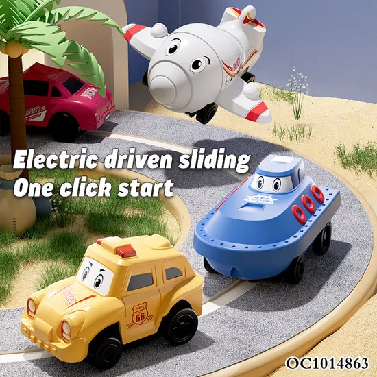 Educational DIY Assembling Electric Slot Train Toys Puzzle Jigsaw Rail Car Toy 4 Theme Kids Puzzle Racer Track Set Toy