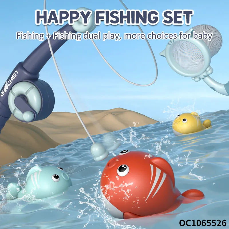 Interactive Water Play New Small Plastic Baby Shower Game Gifts Fishing Net Toys Game with Fishing Rod and Fish