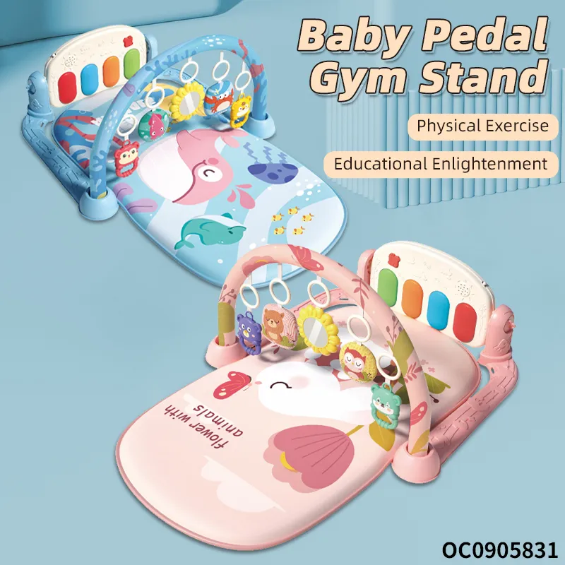 Hot Selling Foldable Musiscal Baby Pedal Piano Fitness Music Play Mat with Hanging Rattles