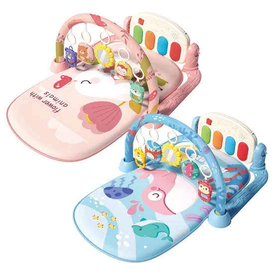 Hot Selling Foldable Musiscal Baby Pedal Piano Fitness Music Play Mat with Hanging Rattles