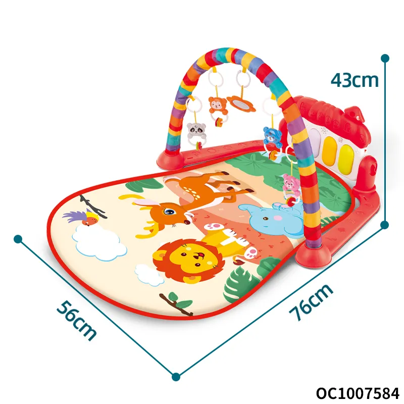 Musical Piano Pedal Baby Activity Sensory Play Mat Creative Flooring Crawling Mat with Hanging Rattle Toys