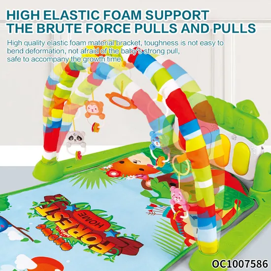 Newborn Musical Piano Pedal Baby Activity Sensory Play Mat Creative Flooring Crawling Mat with Hanging Rattle Toys