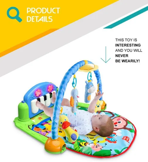 High Quality Pedal Piano Crawling Carpet Mat Newborn Baby Musical Activity Play Mat with Plush Toy