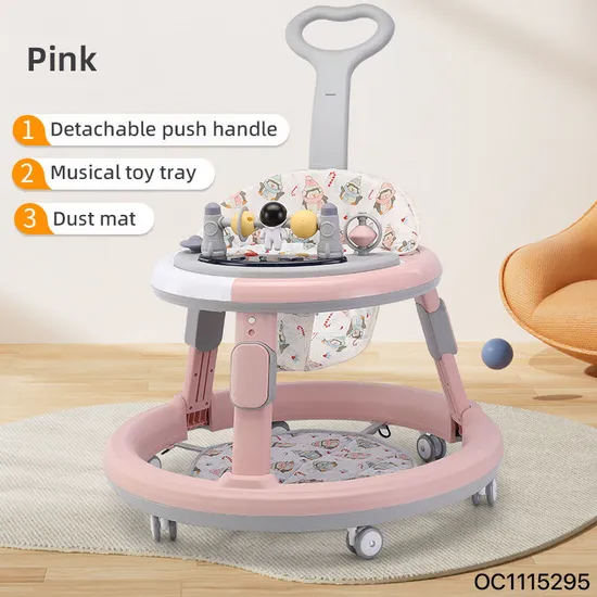 Height Adjustable Round Latest Design Small Size Safety Lovely Baby Chairs Baby Walker with Wheels for Infant Learning Walk