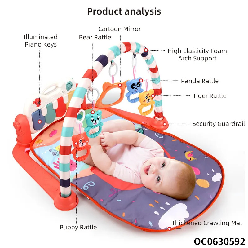 Hot Selling Safe Padded Keyboard New Born Baby Gym Play Mat for Floor with Musical Piano Playmat
