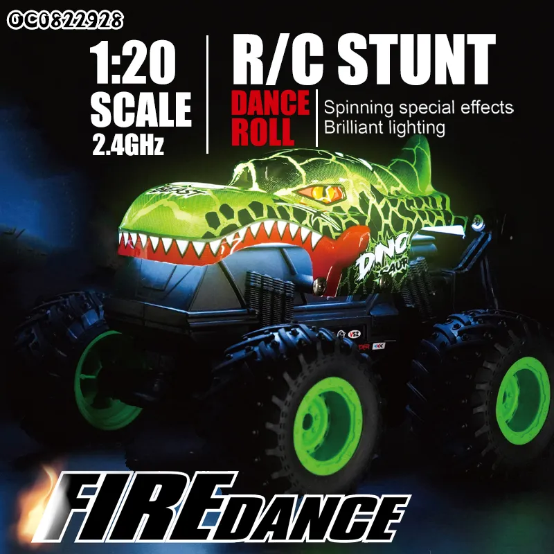 Remote Control 4WD Stunt Shark RC Car1: 20 Scale Model 360 Rotating Toy for Kids