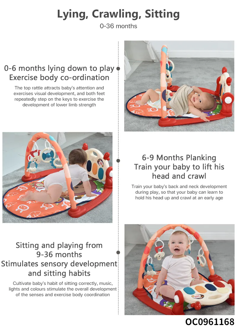 Hot Selling Foldable New Born Baby Toy Musical Pedal Piano Floor Exeecise Baby Crawling Activity Gym Play Mat