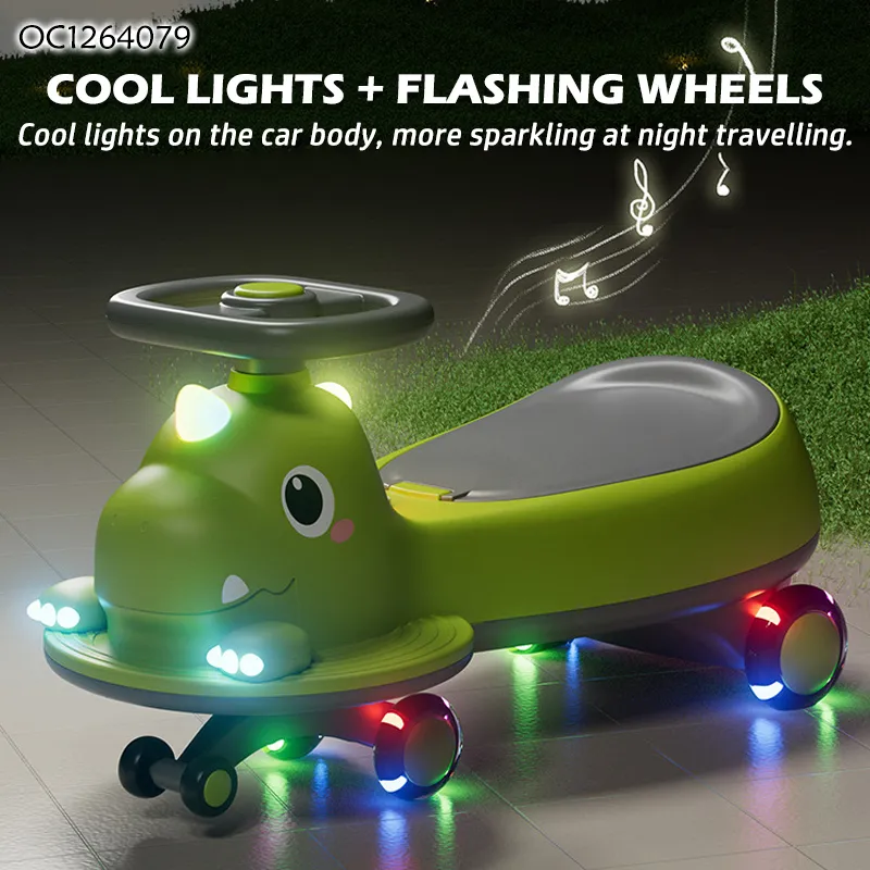 Good Quality Dinosaur Design 360 Degree Rotating Plastic Electric Baby Swing Car Ride on with Music and Flashing Light Wheels