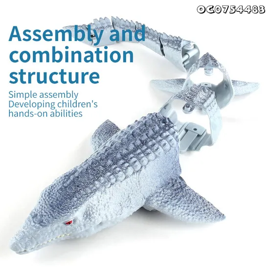Easy Self Assembly Model Waterproof Remote Control Dinosaur Gray Customized Swimming Pool Plastic Toy Sea Animals for Kids Boys