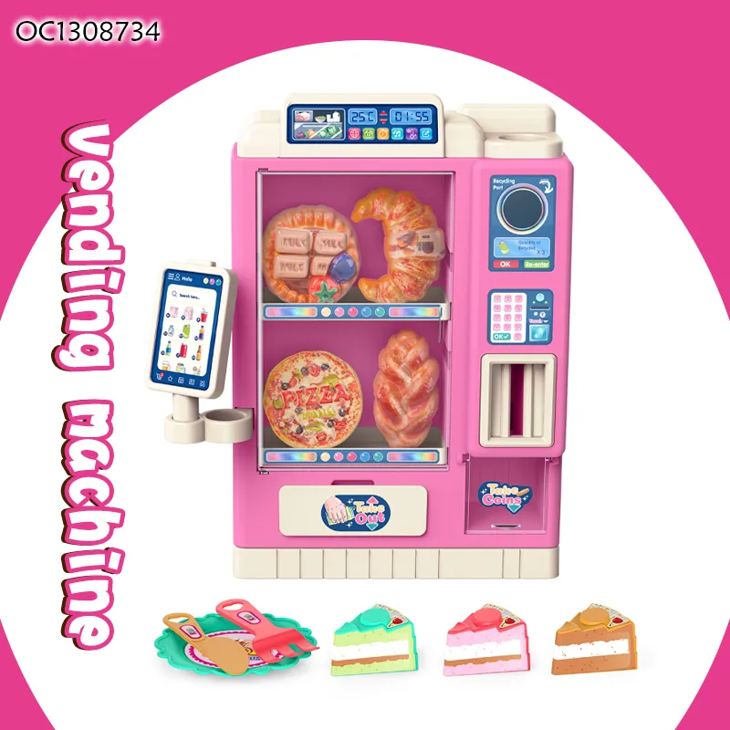 Home Market Game Smallscanner Toy Vending Machine Pretend Play Grocery Store Shopping Carts for Kids with Plastic Deccert
