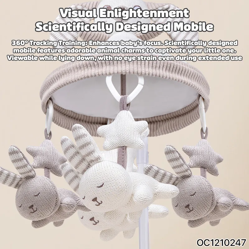 Sensory Unique Products Rabbit Cotton Fabric Baby Comfort Sleep Mobile Crib Newborn Baby Bed Hanging Toys with Music for Sleep