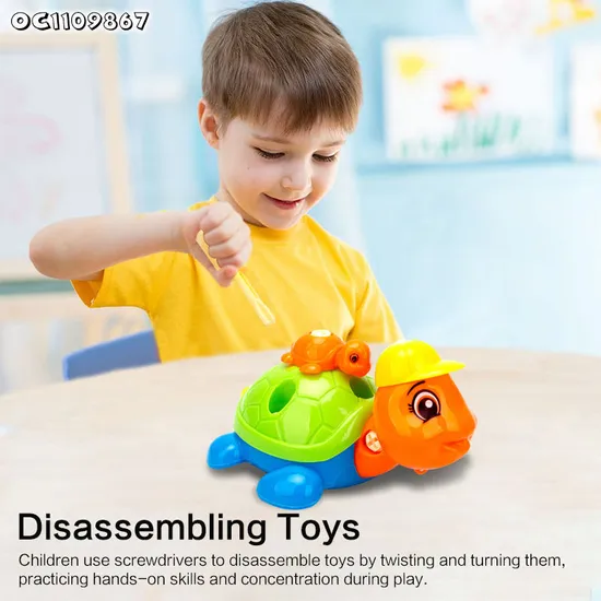 Animal Assembly Tool Kits Small Promotional Turtle Small Plastic Self Disassembling and Assembling Toy for Kids with Screws Nuts
