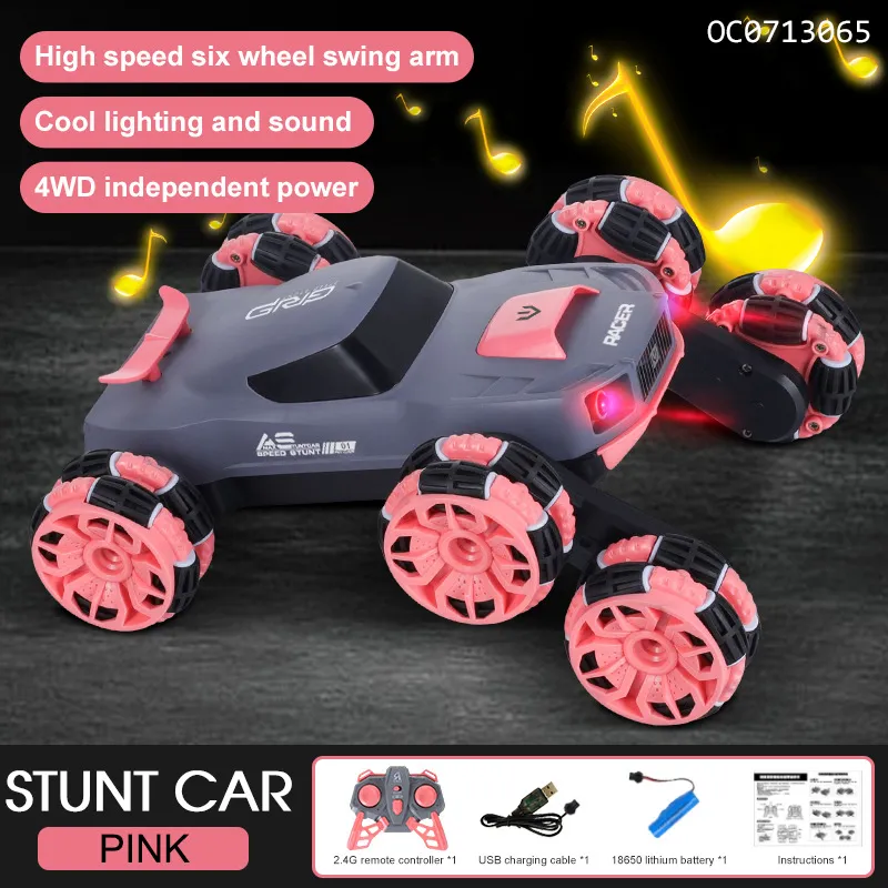 6 Wheels Twist 360 Degres Stunt Rolling Racing Remote Control Stunt Toy Car for Kids