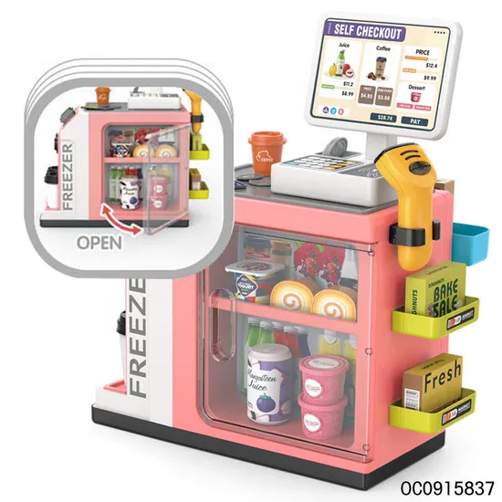 New Pretend Play Shopping Set Toys Mini Super Market Electronic Cash Register Station Game Plastic Food Supermarket Toy for Kids