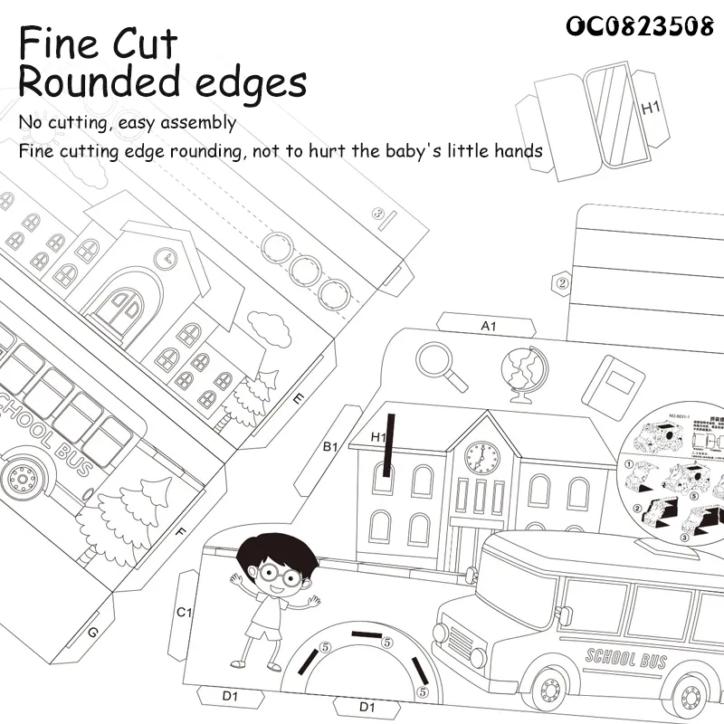 DIY Kid Crafts Art Color Your Own Doodle 3D Puzzle Cardboard Toys Paper Excavator