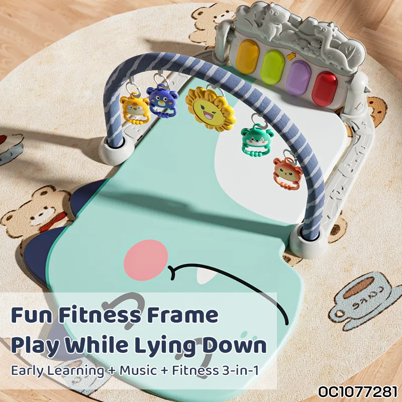 Portable Baby Activity Gym Play Mat with Hanging Toys for Baby 6-12 Months with Light up Musical Keyboard Fidget