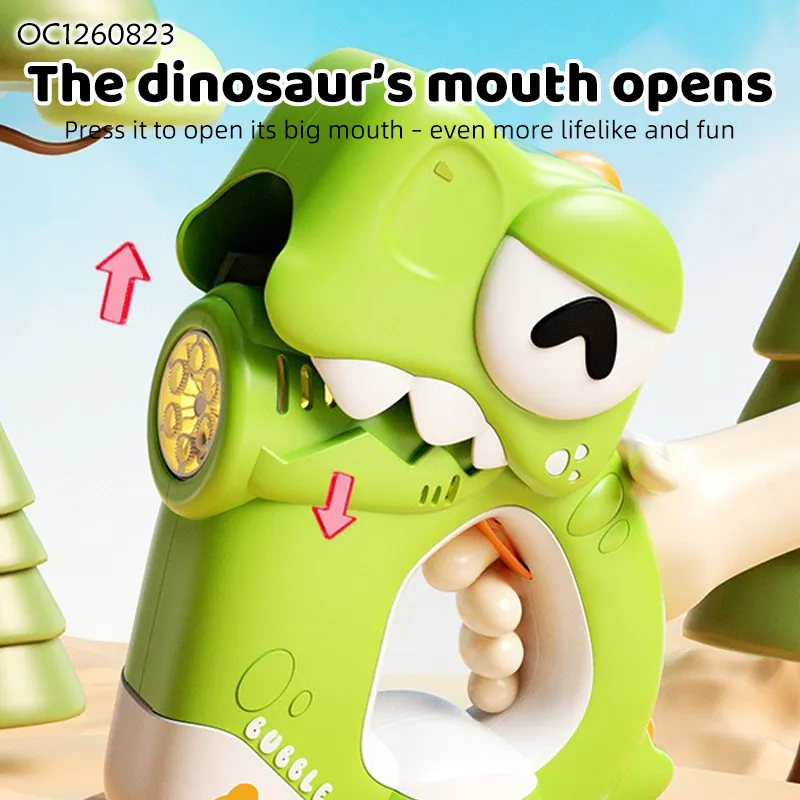 Summer Items Hot Selling Birthday Gifts Dinosaur Bubbles Blower Machine Outdoor Cartoon Bubble Gun Toy for Kids Rechargeable