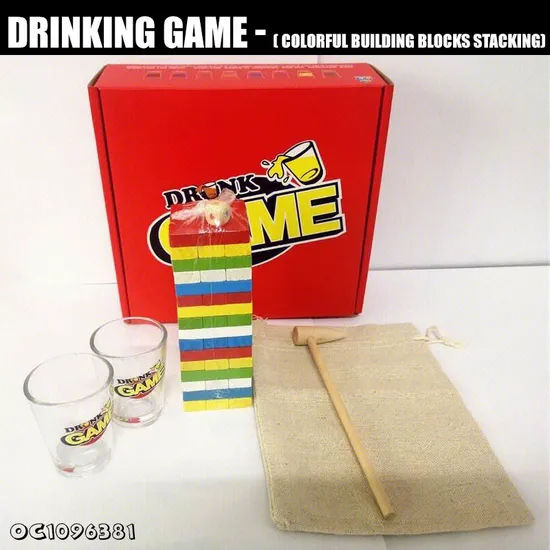 Multi Player Games Fun Blocks Toys Animal Wholesale Wooden Stack Interactive Balance Board Drinking Game Toy with Hammer and Cup