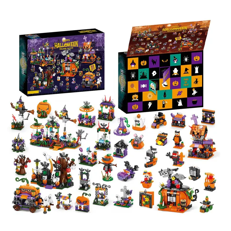 35 Compartment Hot Selling 1057PCS Educational Plastic Halloween Items Gift Favors Building Block Toy Surprise Blind Box for Kid