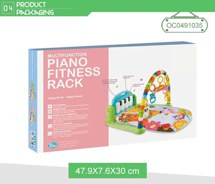 Hot Selling Newborn Pedal Musical Piano Creative Training Play Gym Soft Safe Mat with Light Music and Hanging Toys