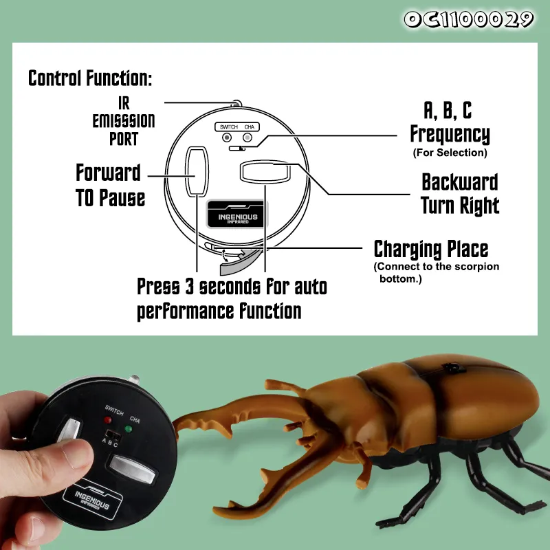 Trending Products 2025 Small Rhinoceros Beetles Model Crawling Insect Robot New Toy with Remote Control for Kids