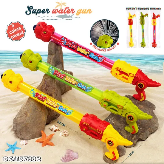 52cm Long Dinosaur Design 2026 Summer Plastic Kids Toys Strongest Fireworks Pump Pressure Water Gun for Water Park