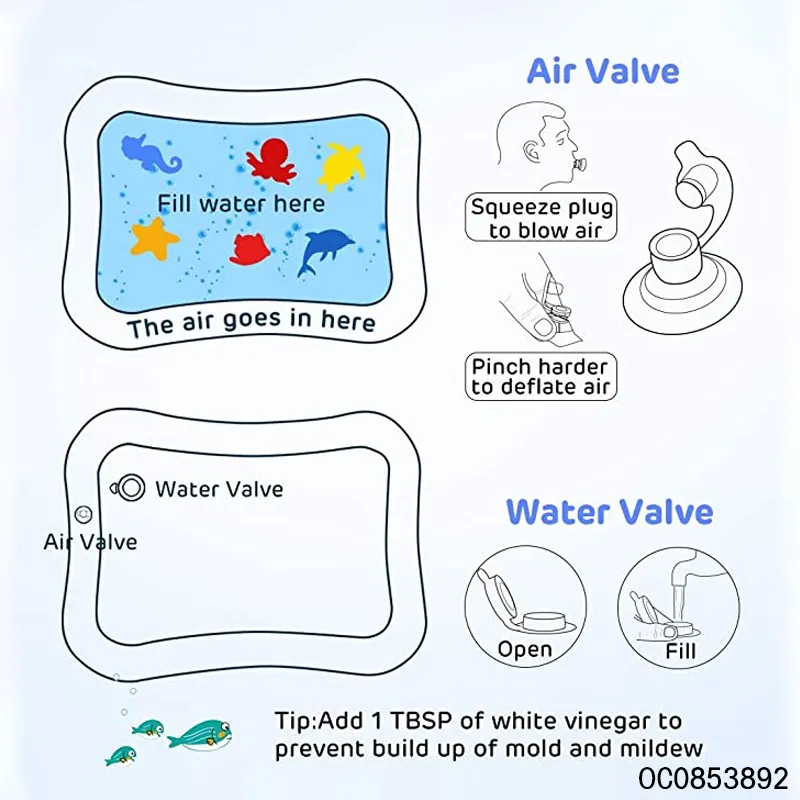 Hot Selling Eco Friendly PVC 6-36 Months Safety Training Mat Floor Carpet Large Inflatable Baby Water Play Mat