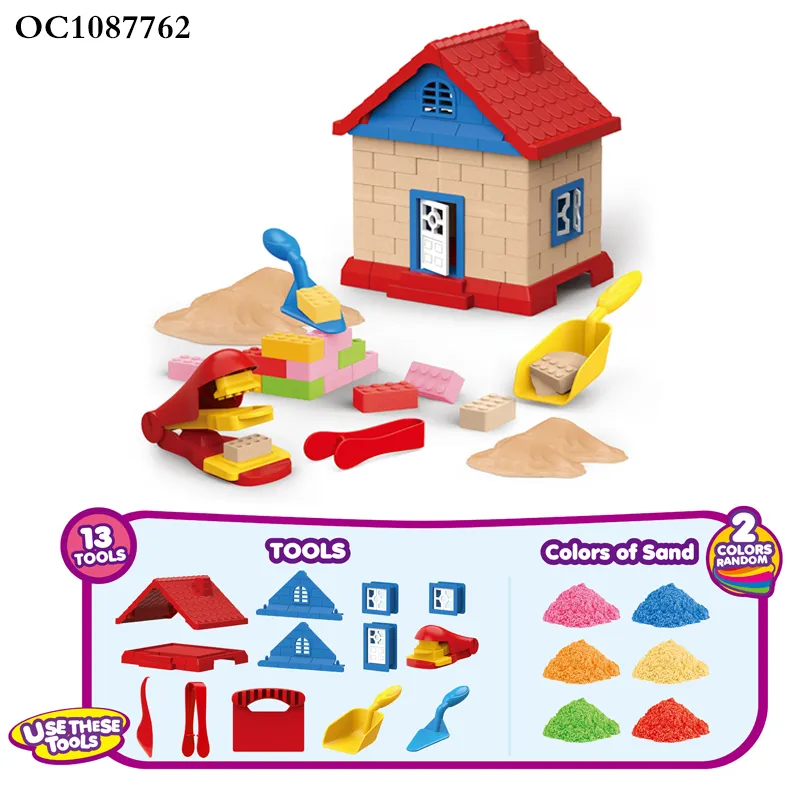 DIY Plastic Sand Castle Building Block Toys Building Materials for House Construction Game with Magic Sand