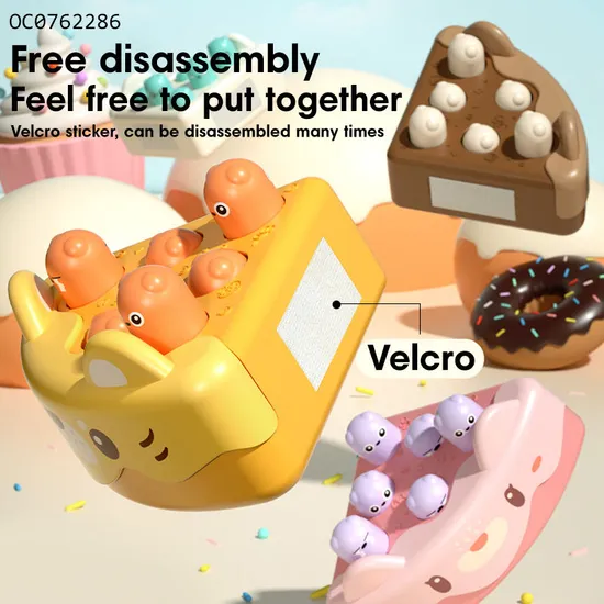 4 in 1 B/O Electric Lovely Cake Whack a Mole Game with Hammers for Toddlers