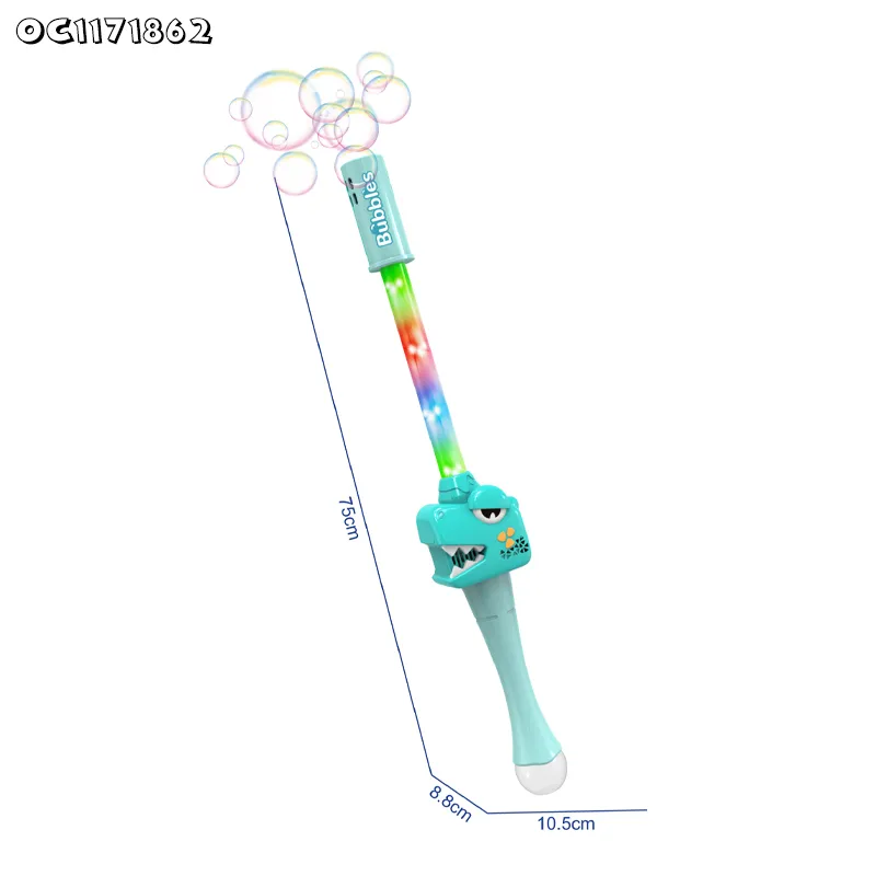 Electric LED Liqht up Dinosaur Shape Soap Bubble Wand Toys for Children New Model Dinosaur Bubble Gun with 8omlbubble Solution