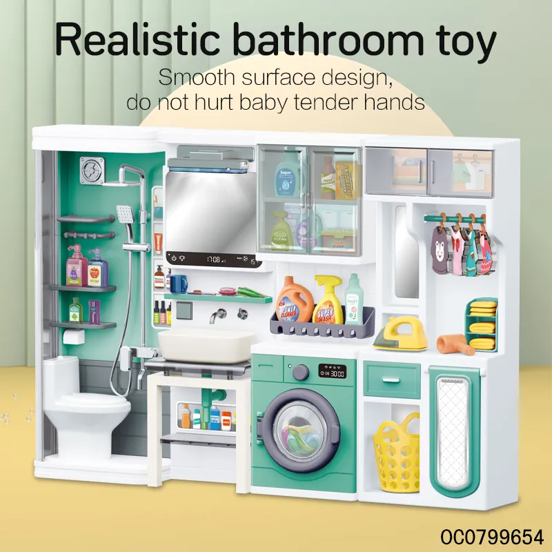 Miniature Doll Bath Room Shower Set Bathroom Toy with Toilet Toy