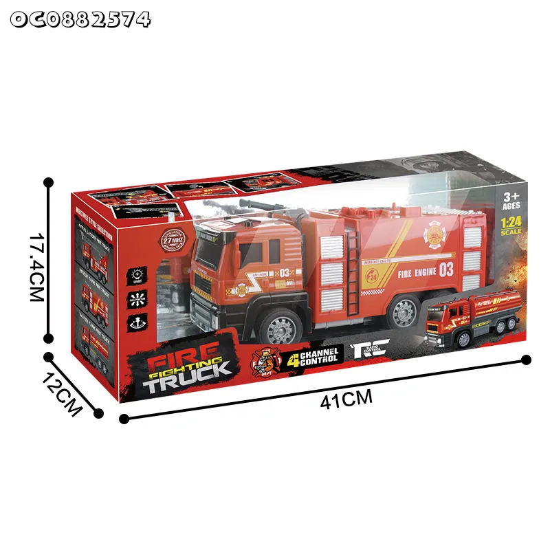 Truck Model 1: 24 Scale RC Lighted up Remote Control Mini Fire Fighting Electric Toy Car