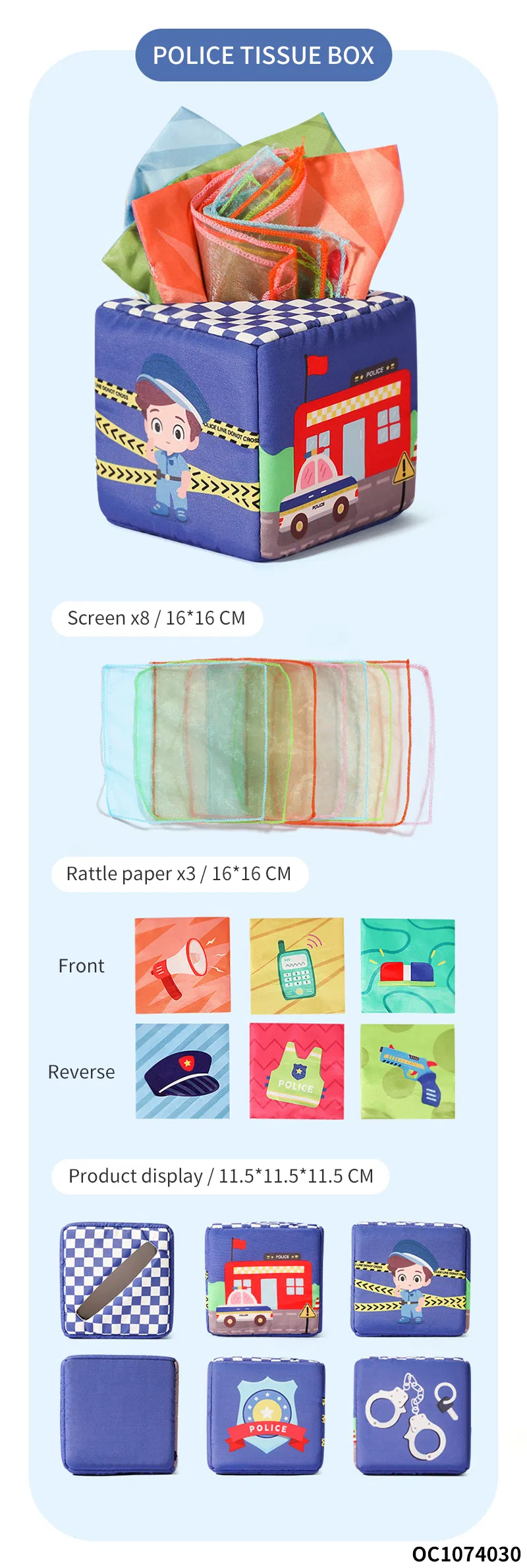 New Products Customization Education Learning Soft Fabric Cloth Books Baby Tissue Box Montessori Sensory Toy for 0-6 6-12 Month