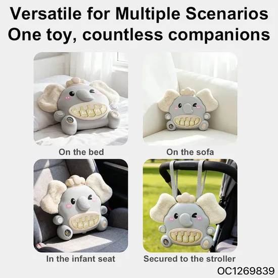 Trending Products 2026 New Arrival Baby Stuffed Animal Hanging Musical Sound Electronic Piano with Teether Soft Plush Rattle Toy