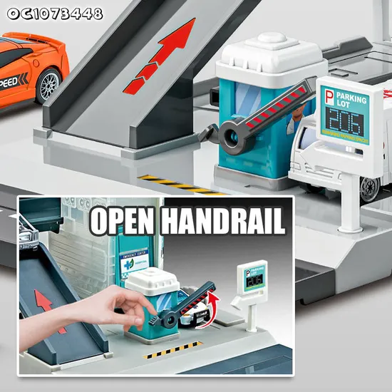 New Trending Simulation Cartoon City Track Parking Lot 2 in 1 Ambulance Toy Car Pretend Play Hospital Track for Kids with Plane