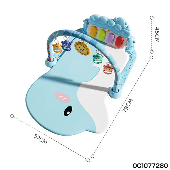 Newborn Pedal Musical Piano Creative Training Play Gym Soft Safe Mat with Music Keyboard and Hanging Toys