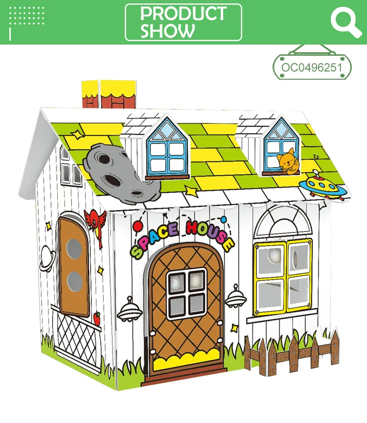DIY Doodle Painting Cardboard 3D House Coloring Toys Kids Age 5+