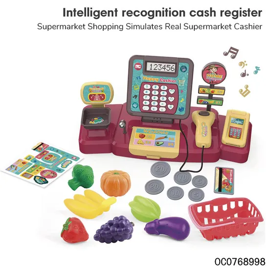 Fruit Vegetable Pretend Kitchen Kids Home Big Supermarket Toy with Cash Register Toy