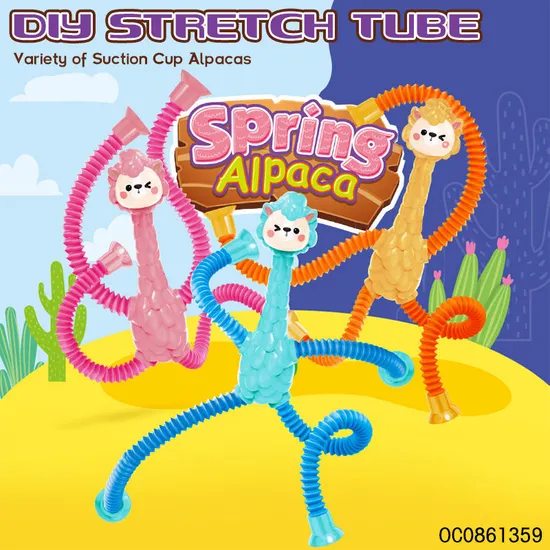 Stress Relief Spring Telescopic Suction Cup Giraffe Toy Tube Fidget Other Baby Squeeze Toys Plastic