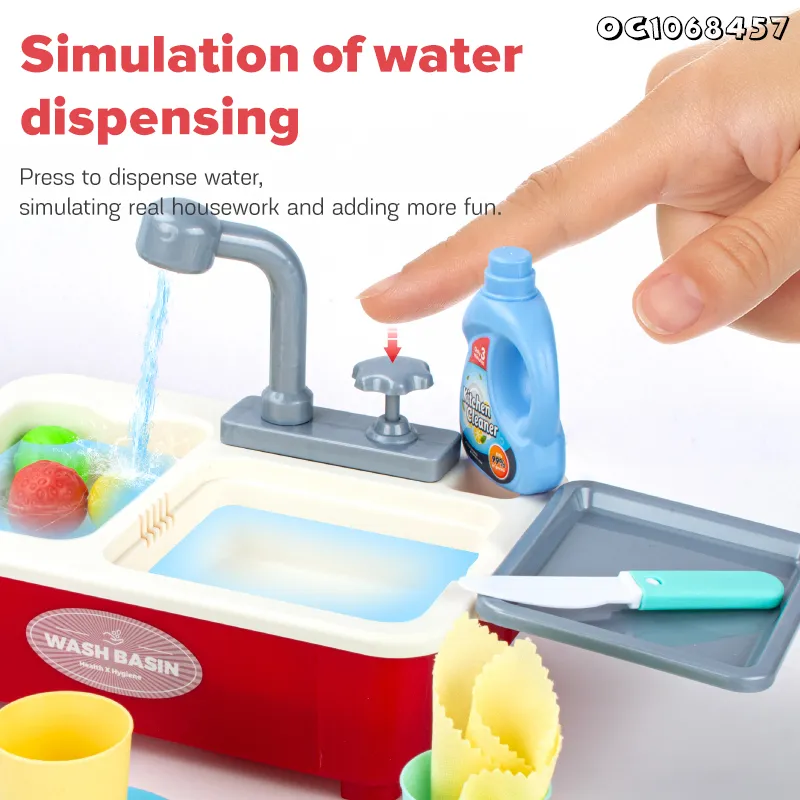 Wholesale Children Plastic Dish Washing Sink Set Spray Pretend Play Vegetable Fruit Food Kitchen Toy