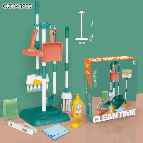 Household Cleaning Tools Accessories Plastic Kid Role Play Children Montessori Cleaning Toys with Simulation Broom and Mop