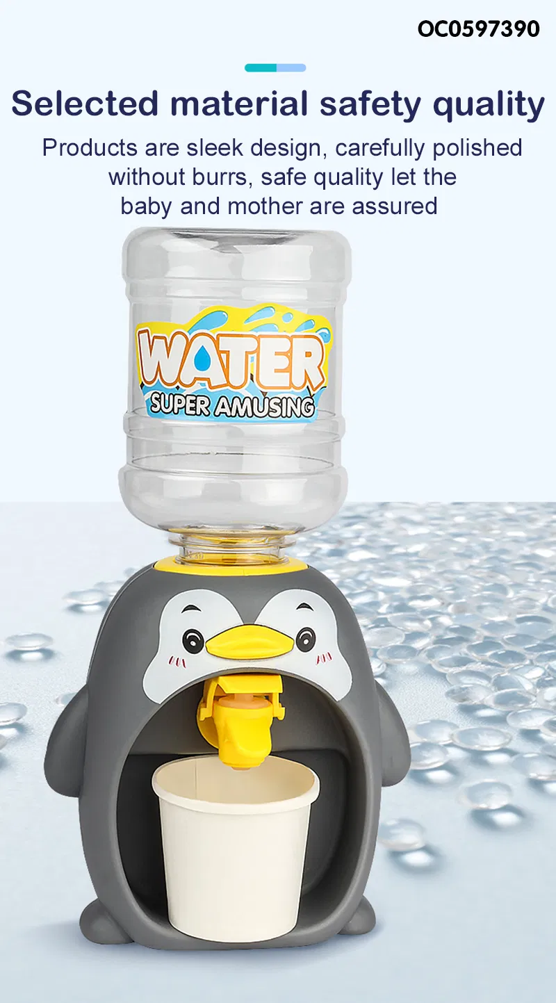 Wholesale Cartoon Penguin Design Mini Water Dispenser Children's Mini Plastic Kitchen Toy for Kids