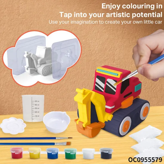 Wholesale Montessori Handmade White Plaster Car Model Craft Supplies Creative Popular Creative Art DIY Coloring Toy