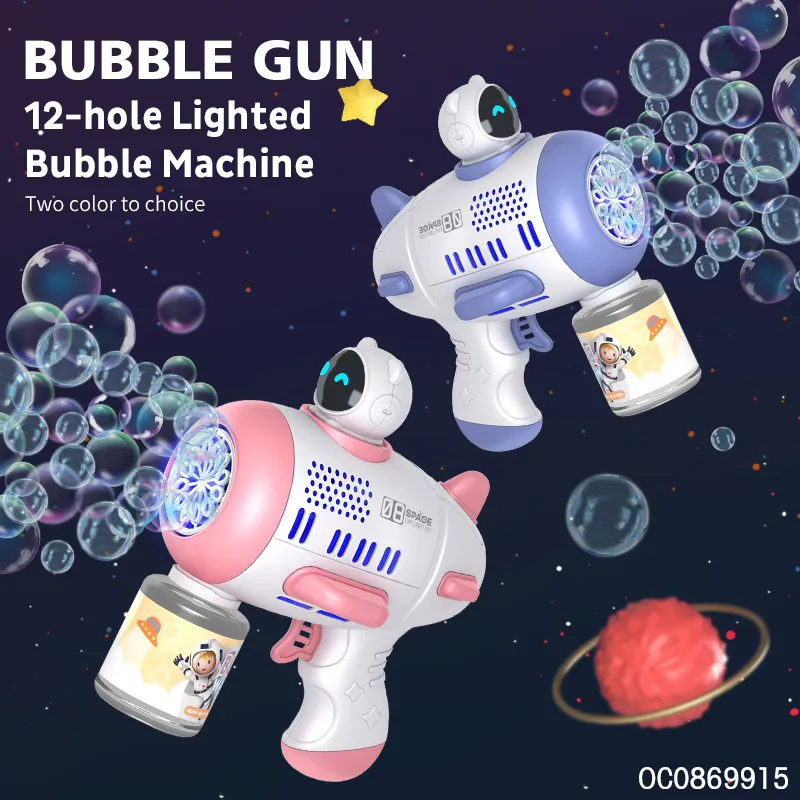 12 Holes Electric Space Astronaut Bubble Machine Gun with Solution with Light